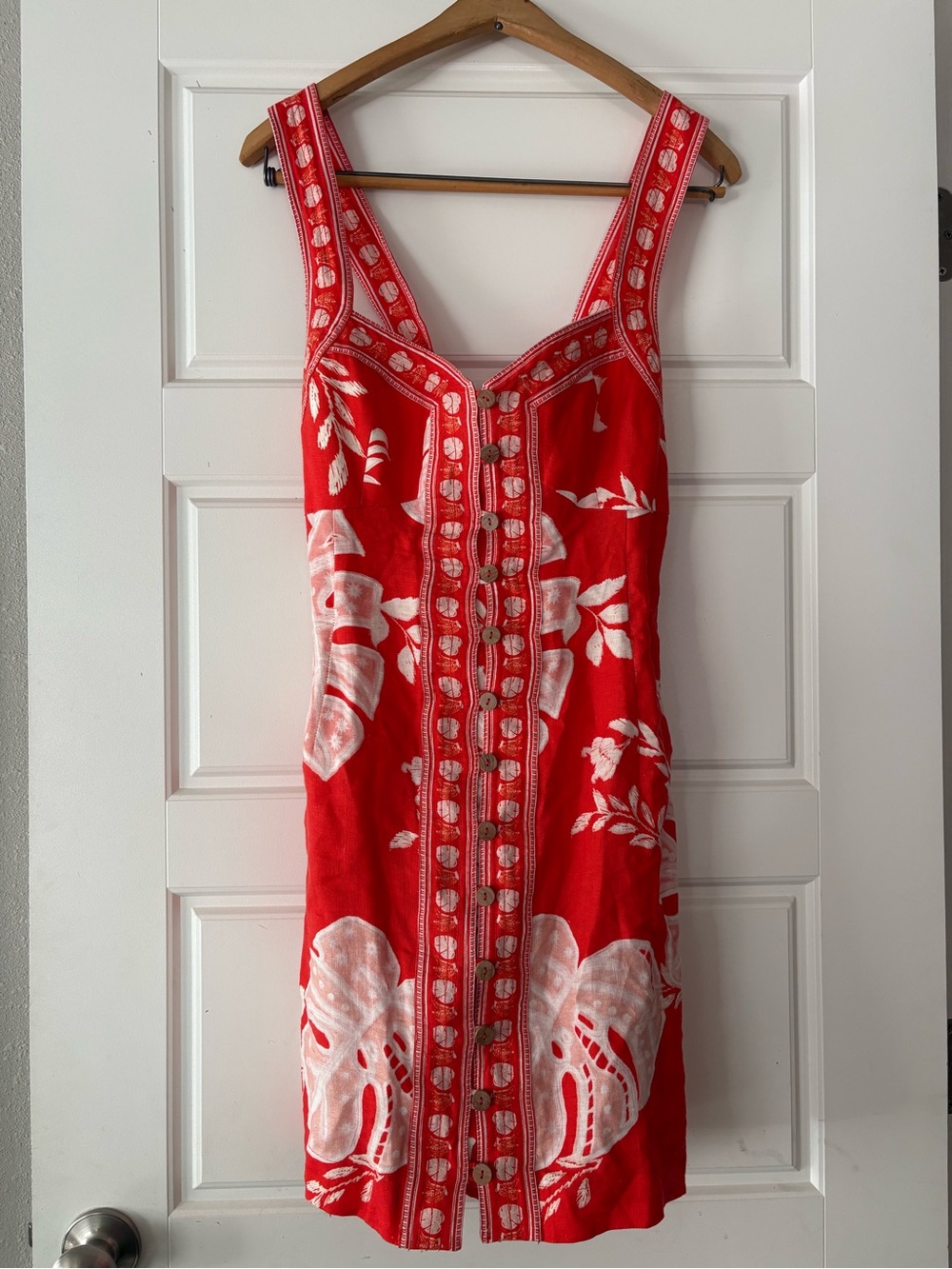 Farm Rio Floral Linen Button-Front Mini Dress